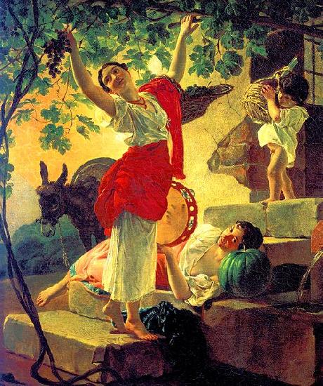 Karl Briullov Girl, gathering grapes in the vicinity of Naples Sweden oil painting art